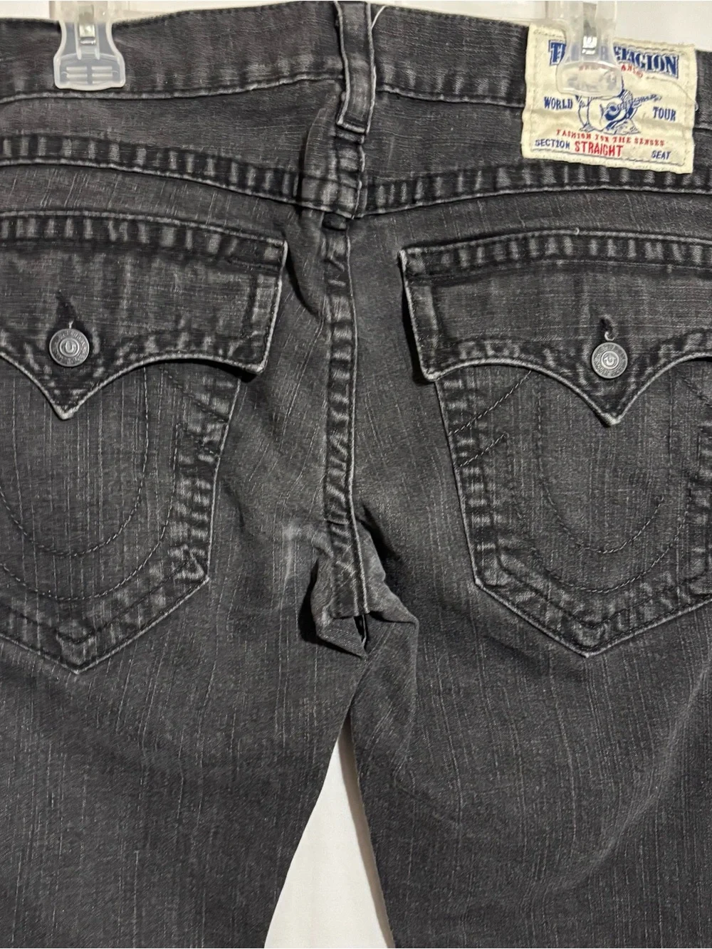True Religion Men’s Straight Leg Jeans size 34 Charcoal color, made in USA